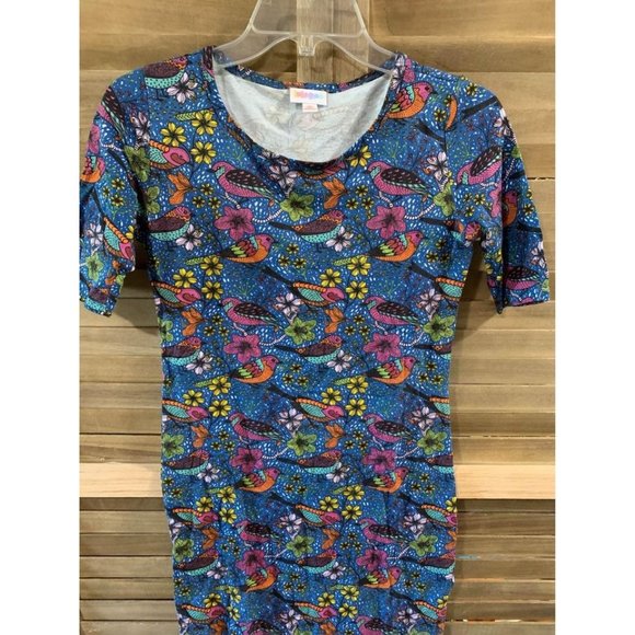Lularoe Bird Print Pencil Dress Womens Size XS Blue Z6 - Picture 3 of 5